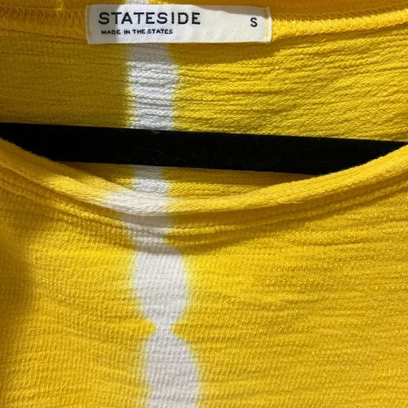 Stateside Anthropologie Tie Dye Sweatshirt Yellow White Lightweight SZ S EUC - Picture 2 of 7